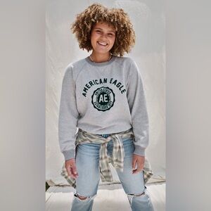 American Eage Crewmeck velour logo Sweatshirt Size SP